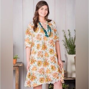 Matilda Jane Rose Floral Sunday Best Swing Dress Size Small